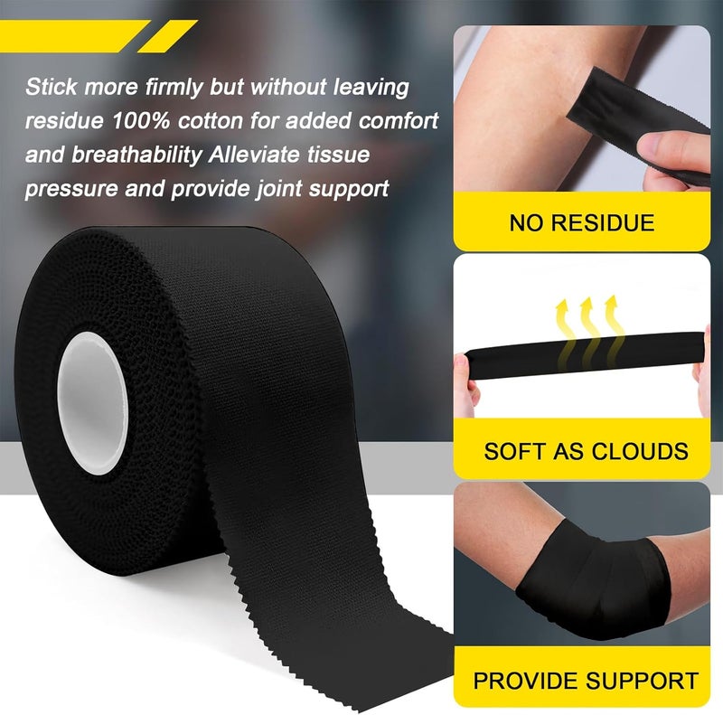 Ckeep Athletic Tape, 4 Pack Black Sports Tape, Very Sturdy No Glue Residue, Wrist Ankle Tape for Muscle, Climbing, Boxing, Athletes, Baseball Bats, Strains, Sprains, Injuries（1.5 Inches） - Image 4